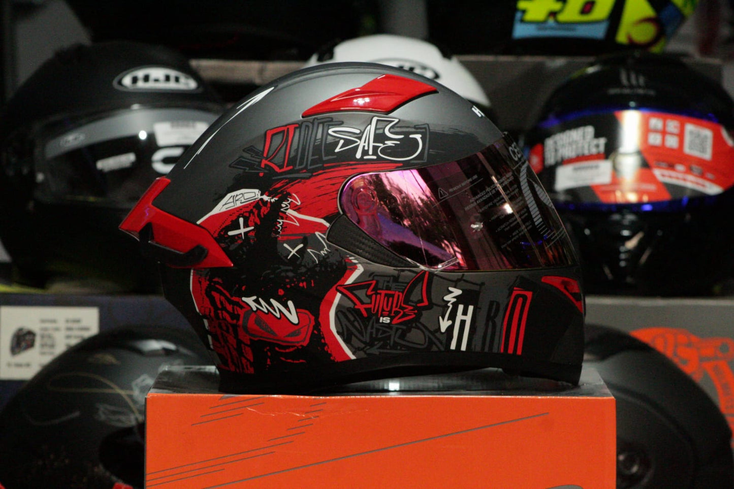 CASCO INTEGRAL HRO GRUNGE ROJO