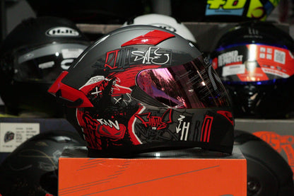 CASCO INTEGRAL HRO GRUNGE ROJO