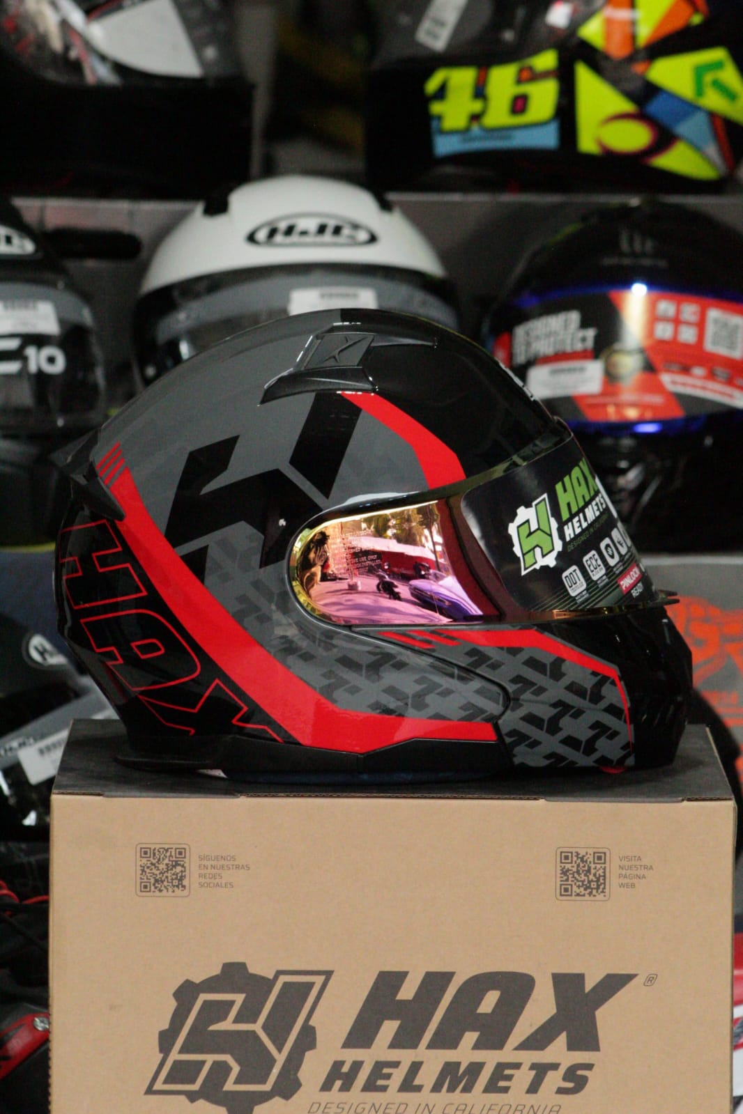 CASCO ABATIBLE HAX WIND ROJO